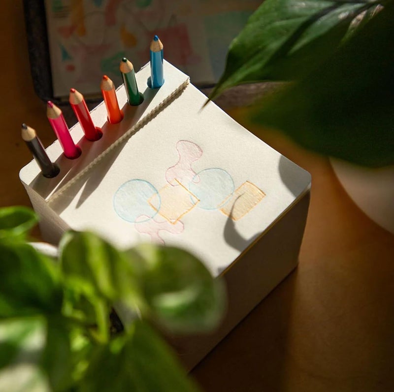 Three by Three Seattle jOTBLOCK Square Chunky Sketchpad: With 6 Colored Pencils for Memos, Notes, Drawings, Letters & Office (550 Sheets) - Image 2